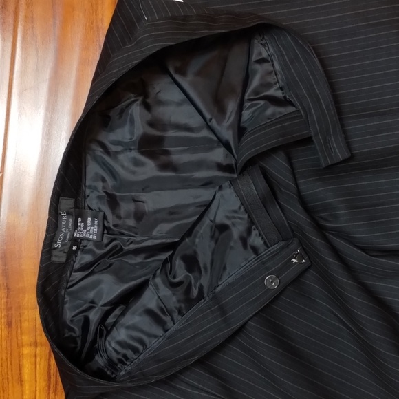 Signature Larry Levine Charcoal High Rise Pin Strip Trousers - Picture 9 of 13